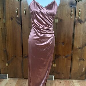 Elodie Pink Maxi Asymmetrical Ruched Cocktail Dress